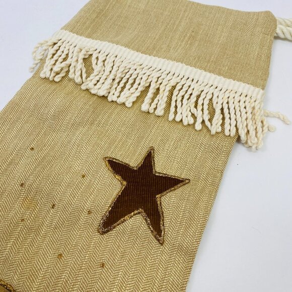 Minimalist Christmas Nativity Scene Stocking Wood Crib Fringe - Picture 3 of 9